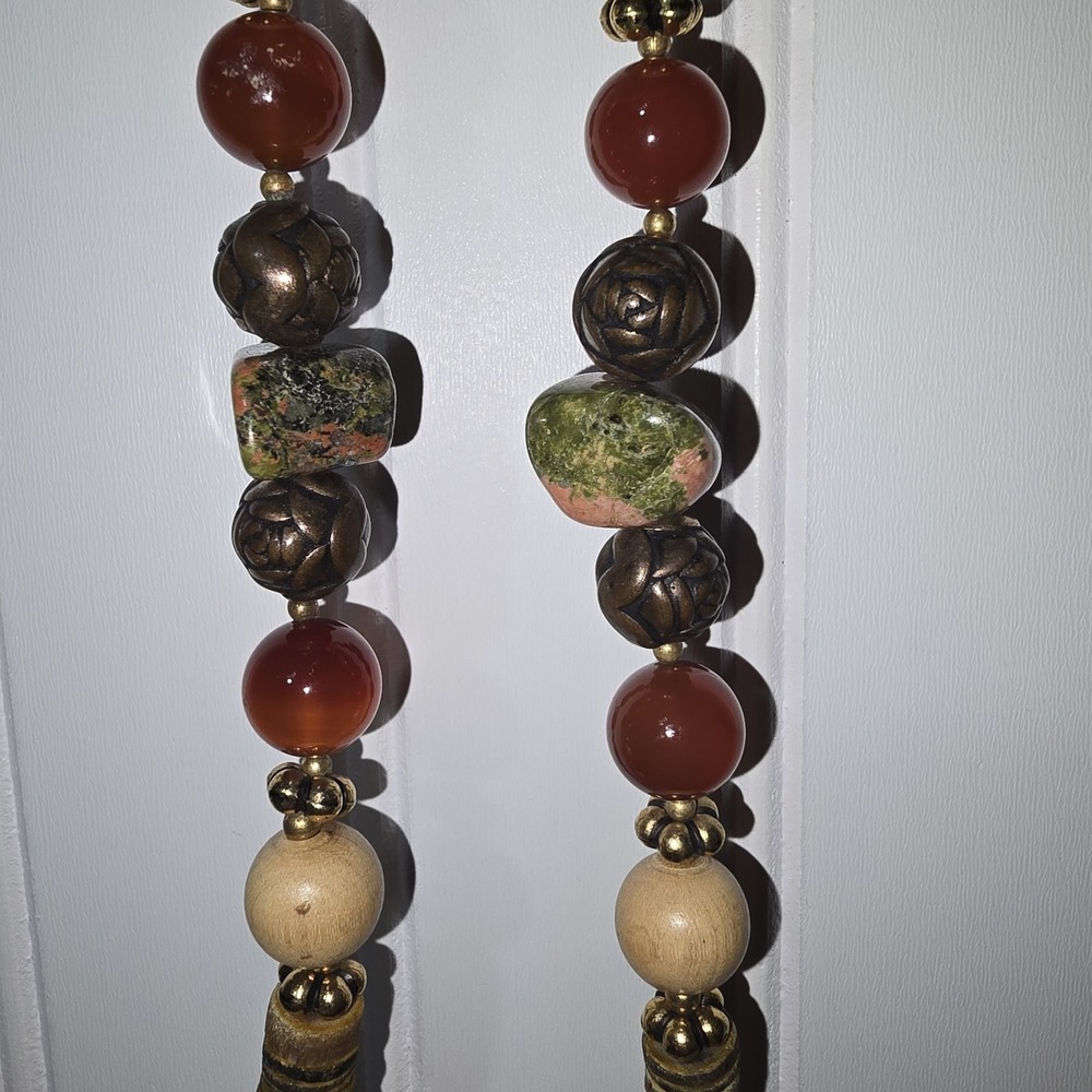 Carol Dauplaise Pendant Necklace Gold Medallion Mixed Media Boho Colorful Vtg - Picture 6 of 8